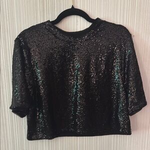 H&M Black Sequin Crop Top